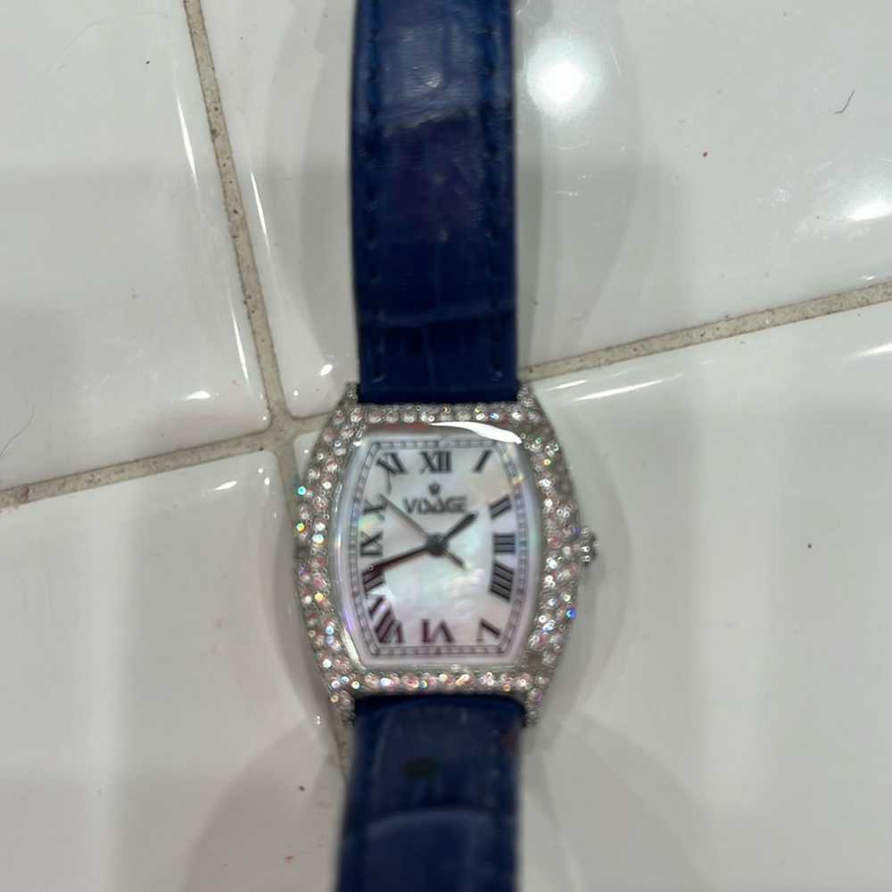 Visage Watch⌚️in blue with pave rhinestones. For women